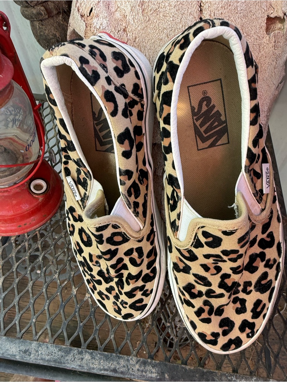 Vans Leopard Print Slip-On Sneakers - Tan/Black